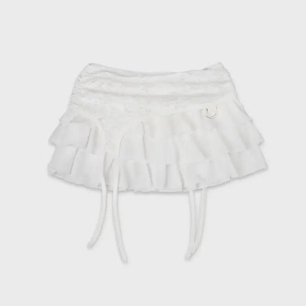[BUNJANG] Elfel Elfel Elfel Archives Lace Frill Skirt Ivory / 엘프엘프엘프 아카이브스 레이스 가터 프릴 스커트 아이보리