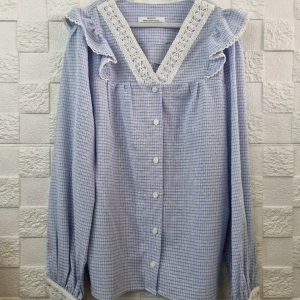 [BUNJANG] Montot Check Blouse Women's Shirt / 몬토 체크 블라우스 여성 셔츠