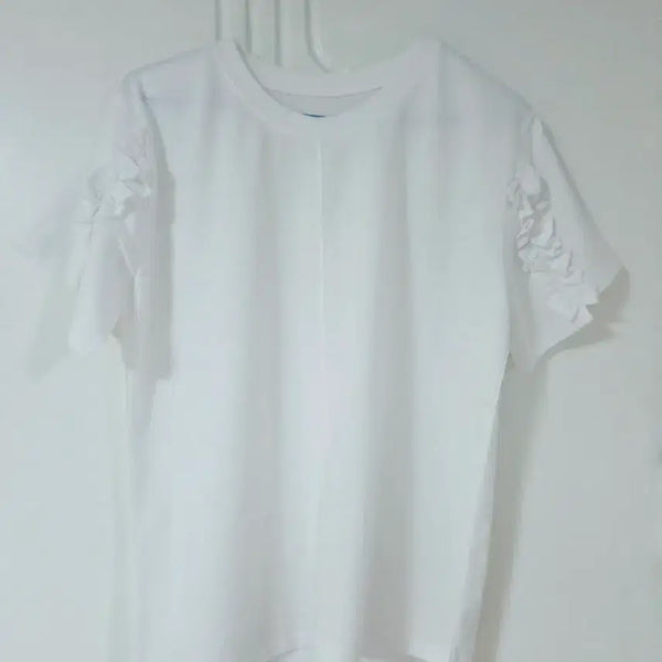 [BUNJANG] White Frill Short-Sleeve T-Shirt / (새상품)화이트 프릴 반팔 티셔츠