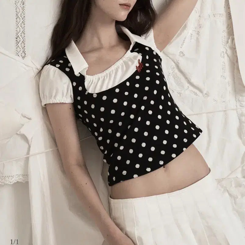 [BUNJANG] TOH Dolltop Dot Black / TOH 돌리탑 도트 블랙