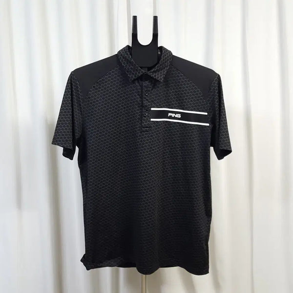 [BUNJANG] PING Men's Functional Golf Short Sleeve Polo Shirt Black Size 105 / PING 남성 기능성 골프 카라 반팔 티셔츠 블랙 105 오일장 0331