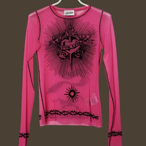 [BUNJANG] Jean Paul Gaultier Tattoo Print Mesh T-Shirt / 장폴고티에 타투 프린트 메쉬 티셔츠