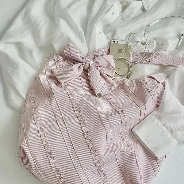 [BUNJANG] Ronron Ribbon Hair Pin Set Frill Eco Bag (Soft Pink) / [새상품] 론론 리본 헤어핀 세트 프릴 에코팩