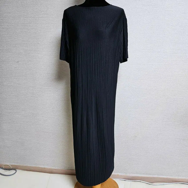 [BUNJANG] Pleated Short Sleeve Long Dress / [새상품] 찰랑거리고 시원한 플리츠 반팔 롱원피스 여름 임부복