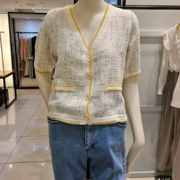 [BUNJANG] ON&ON 2021 Color-Blocked Tweed Cardigan / 21년도 온앤온) 배색 트위드 가디건