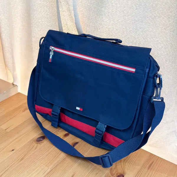 [BUNJANG] Tommy Hilfiger Vintage Messenger Bag / 타미힐피거 빈티지 메신저백 가방 노트북 크로스백 네이비 올드스쿨