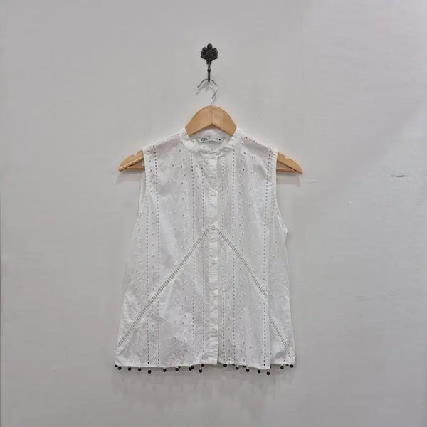 [BUNJANG] Zara Sleeveless Blouse White / 자라 민소매 블라우스 화이트