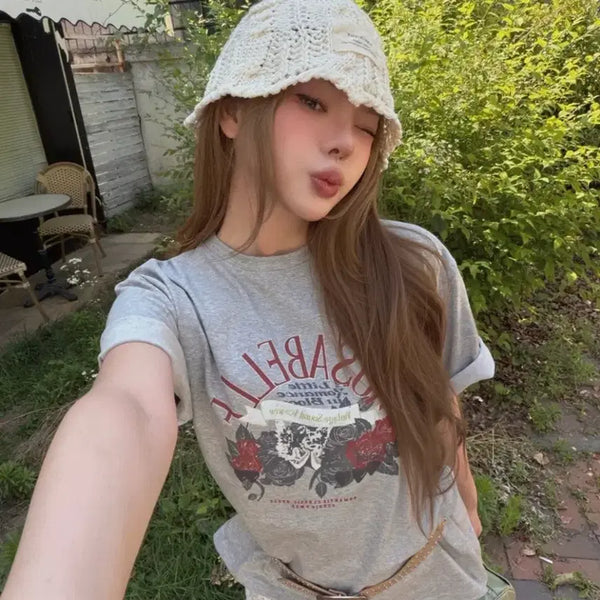 [BUNJANG] Twee Rosabel Graphic T-Shirt / [이은채pick] 트위 로사벨 반팔티
