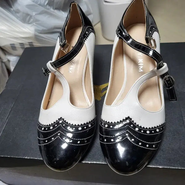 [BUNJANG] Jinny Kim Wingtip Platform Shoes Black/White Size 36 / 지니킴스 윙팁 통굽 구두 블랙 화이트 36사이즈 상태매우좋음