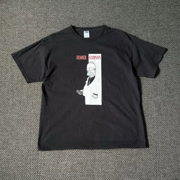 [BUNJANG] The Simpsons Scarface Parody Homer Simpson Graphic T-Shirt (00s) / 00s 호머심슨 스카페이스 패러디 빈티지 티셔츠 (105-108)