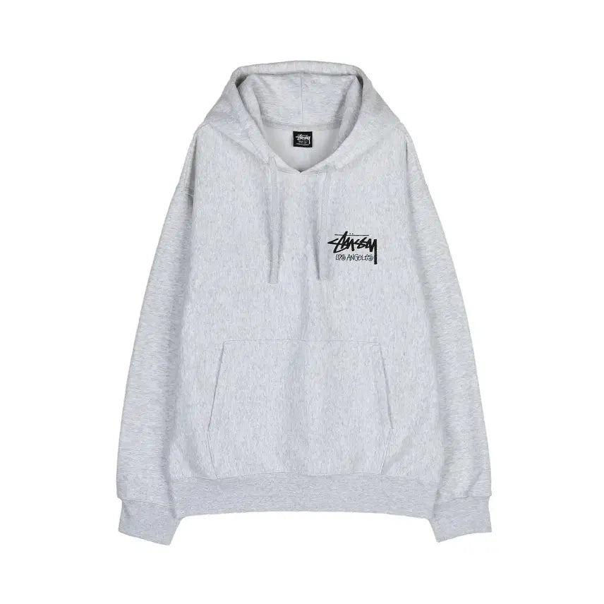 [BUNJANG] Stussy Stock Logo Los Angeles Hoodie Ash Heather / [L] 스투시 스탁 로스앤젤레스 후드 애쉬 헤더