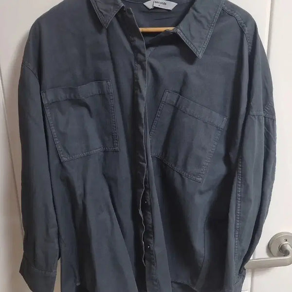 [BUNJANG] Garment Dyed Oversized Cotton Shirt Ash Charcoal Dark Grey / 가먼트다잉 오버핏 코튼 셔츠 애쉬 차콜 다크 그레이 색상