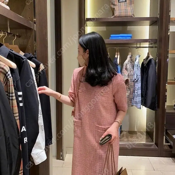 [BUNJANG] Liange Pink Tweed Long Dress / 리앙쥬 핑크원피스