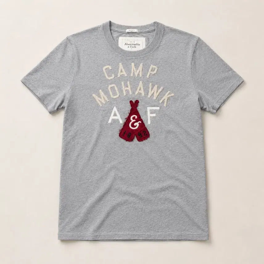 [BUNJANG] Abercrombie & Fitch Camp Mohawk Patch Short Sleeve T-Shirt - Men's M / M)아베크롬비 캠프 모호크 A&F 패치 반팔 티셔츠