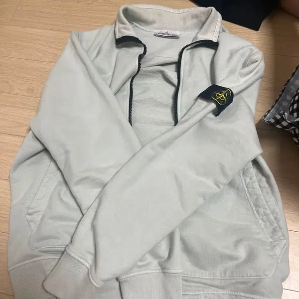 [BUNJANG] Stone Island Zip-Up Sweatshirt Melange Grey / 스톤아일랜드 집업 맨투맨 멜란지그레이