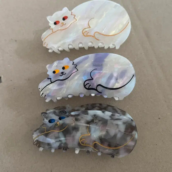 [BUNJANG] Opal Mother-of-Pearl Cat Claw Clip / 고양이 고냥이 오팔 자개 집게핀