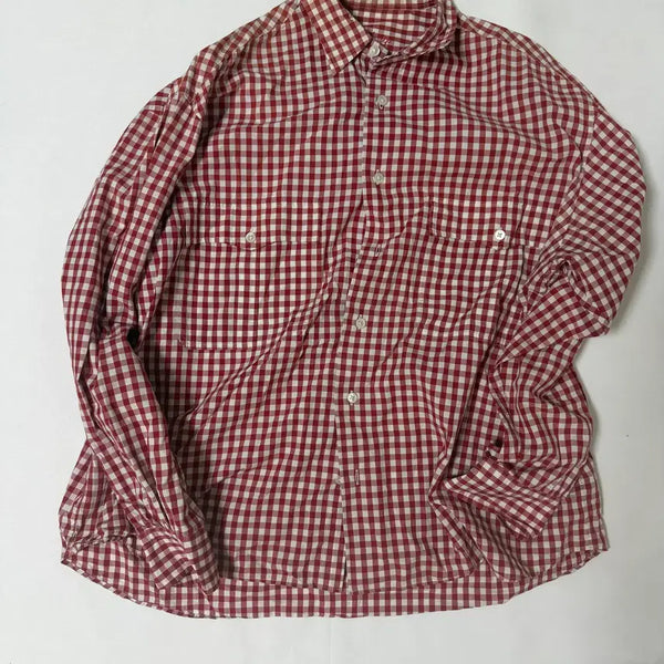 [BUNJANG] Porter Classic Roll-Up Gingham Check Shirt Red (M) / 포터 클래식(Porter Classic) 롤업 깅엄 체크 셔츠 레드(M)