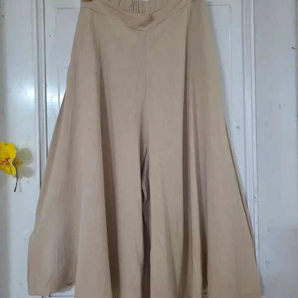[BUNJANG] Linen Rayon Blend Wide-Leg Pants Skirt / 여름 시원한 고급스러운 디자인이쁜  린넨 레이온 밴딩 치마바지