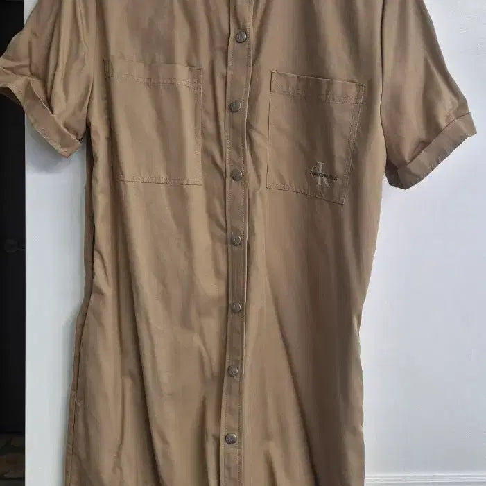 [BUNJANG] Calvin Klein Jeans Beige Shirt Dress / 캘빈클라인진 셔츠 원피스 베이지