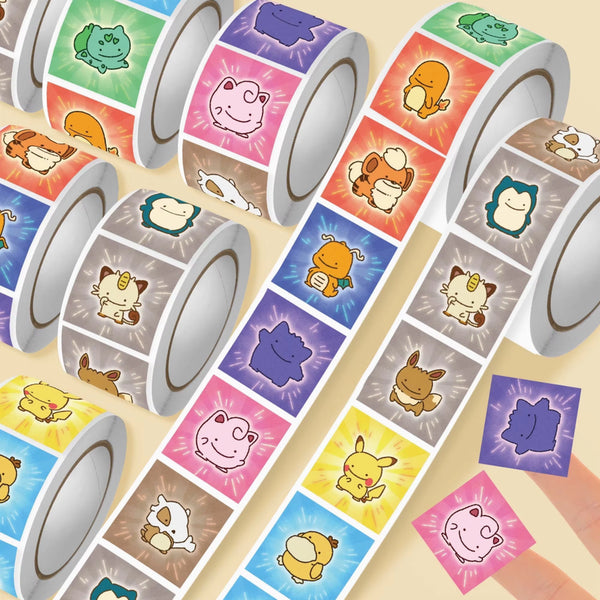 [BUNJANG] Pokemon 500-Sheet Square Roll Stickers (14 Patterns) / 귀염뽀짝 포켓몬 사각 롤 스티커 500매 (14종 패턴)
