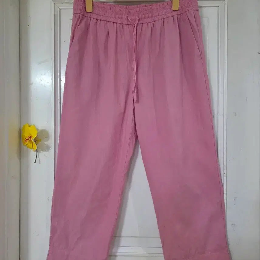 [BUNJANG] Women's Linen Blend Banding Baggy Pants / 여름 시원한 고급스러운 핏이이쁜  밴딩  마  린넨  베기통바지