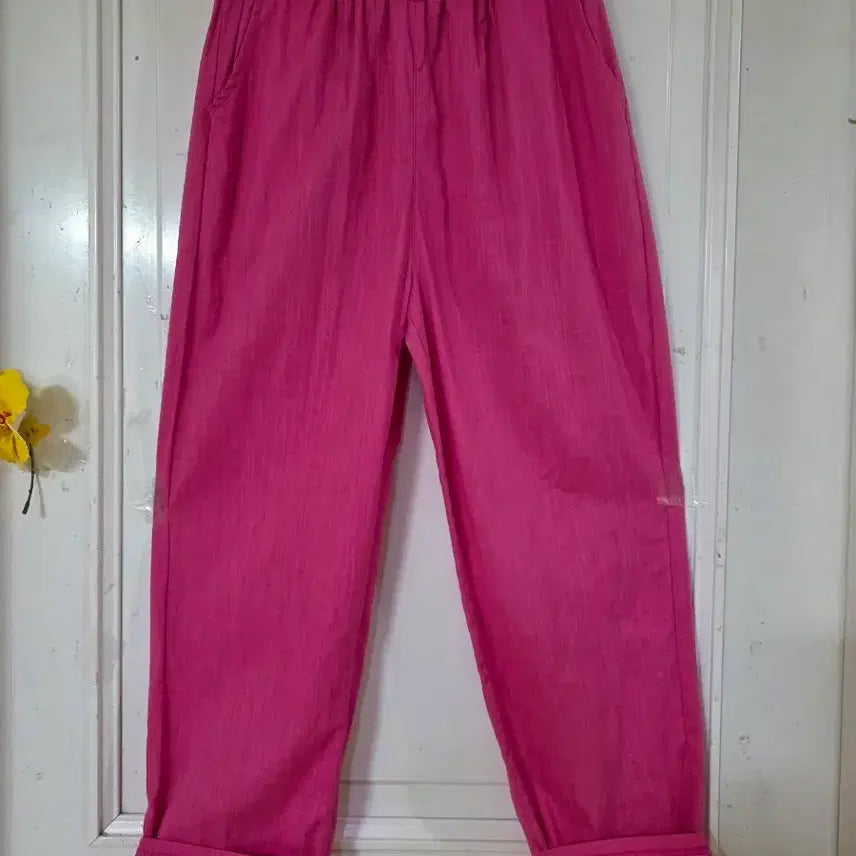 [BUNJANG] Linen Blend Banding Baggy Trousers / 여름 시원한 고급스러운 핏이이쁜  마  면  밴딩 베기통바지