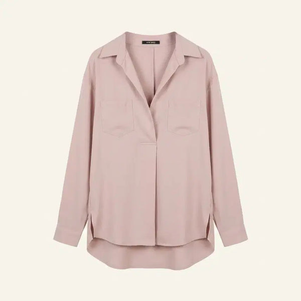 [BUNJANG] One Way Pocket Detail V-Neck Collar Blouse / 원웨이 포켓 디테일 브이넥 카라 블라우스