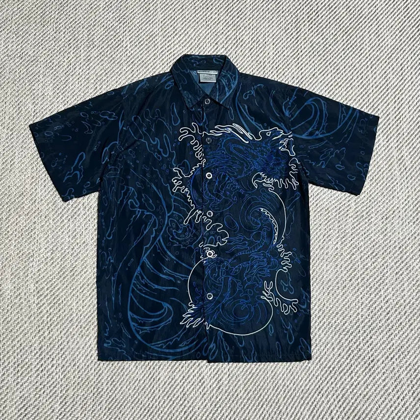 [BUNJANG] EXTREME ZONE Vintage Irezumi Graphic Short Sleeve Pattern Shirt / [M] EXTREME ZONE 빈티지 이레즈미 그래픽 반팔 패턴 셔츠
