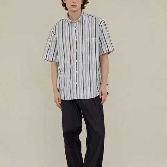 [BUNJANG] HOLY'SUN Stripe Short Sleeve Shirt Size 105 / 홀리선 스트라이프 반팔셔츠 M 105