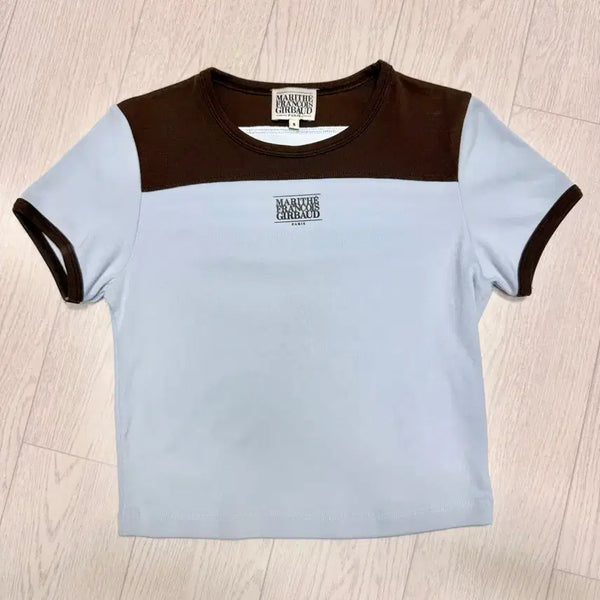 [BUNJANG] Marithe Francois Girbaud S/S T-Shirt Light Blue/Brown / 마리떼 프랑소와 저버 반팔 s