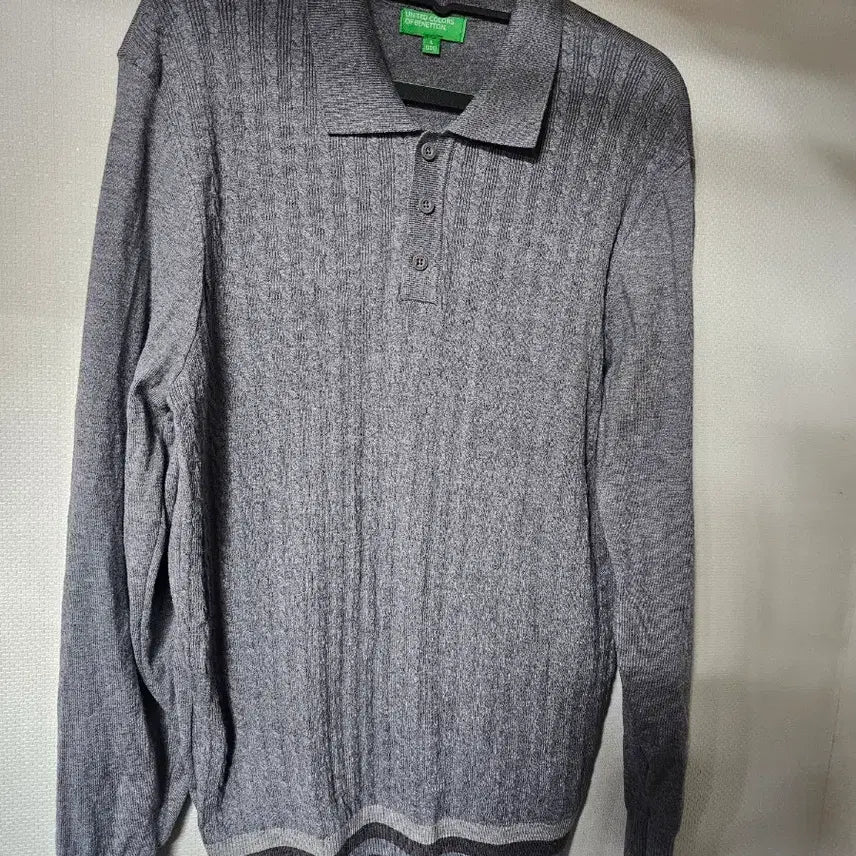 [BUNJANG] Benetton Men's Knit Charcoal Cable Knit Sweater / 베네통 남성 니트 100