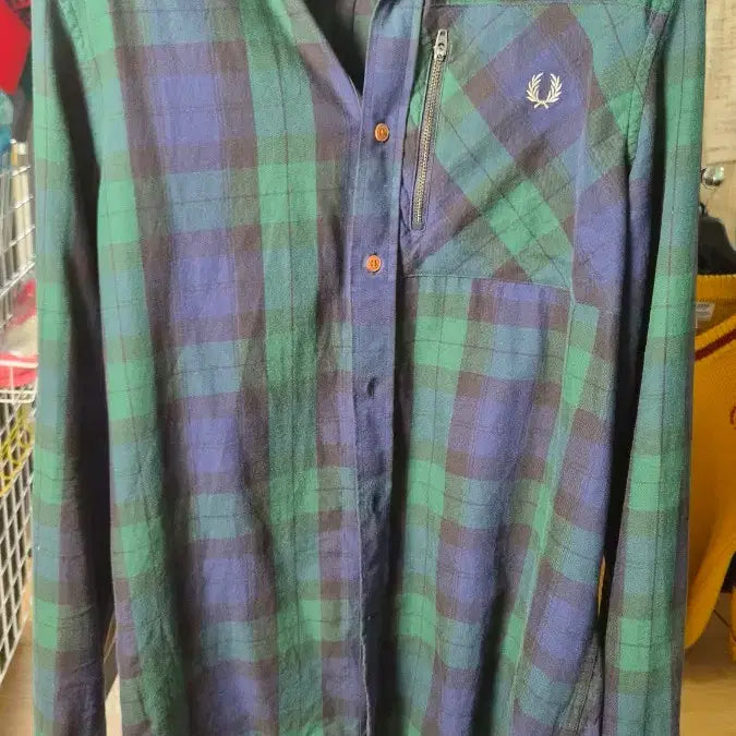 [BUNJANG] Fred Perry Checkered Long Sleeve Shirt / 프레드페리 체크 남방 셔츠