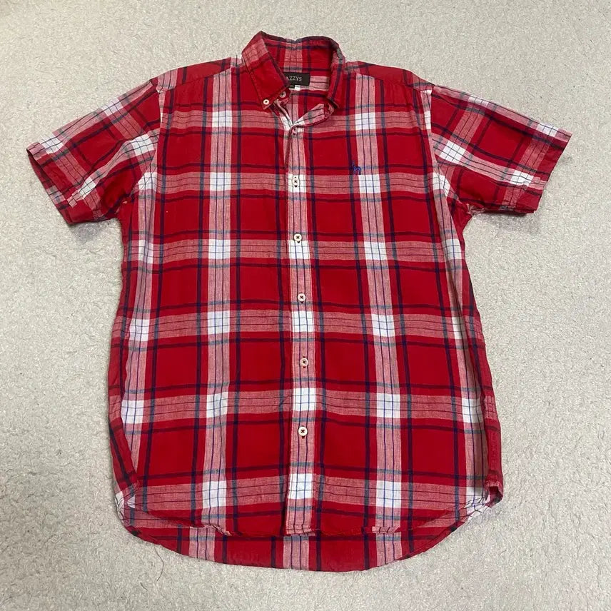 [BUNJANG] Hazzys Linen Short Sleeve Check Shirt Size 95 / 헤지스 린넨 반팔 셔츠 체크 95