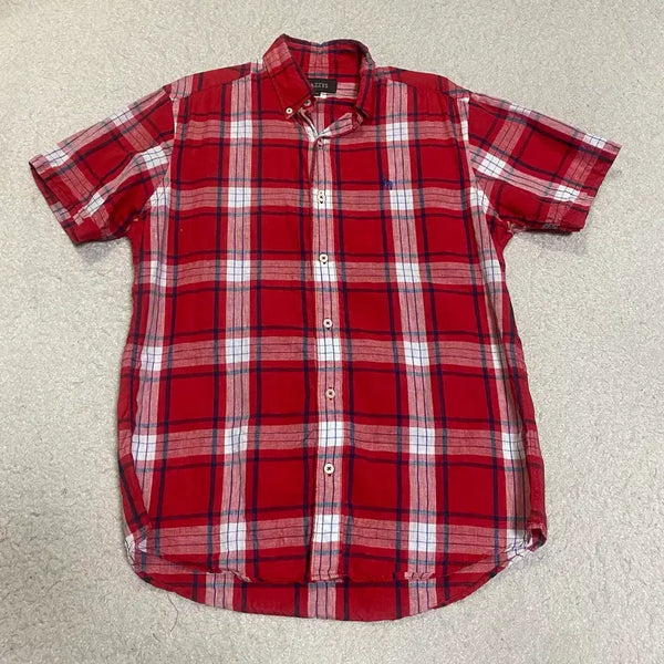[BUNJANG] Hazzys Linen Short Sleeve Check Shirt Size 95 / 헤지스 린넨 반팔 셔츠 체크 95