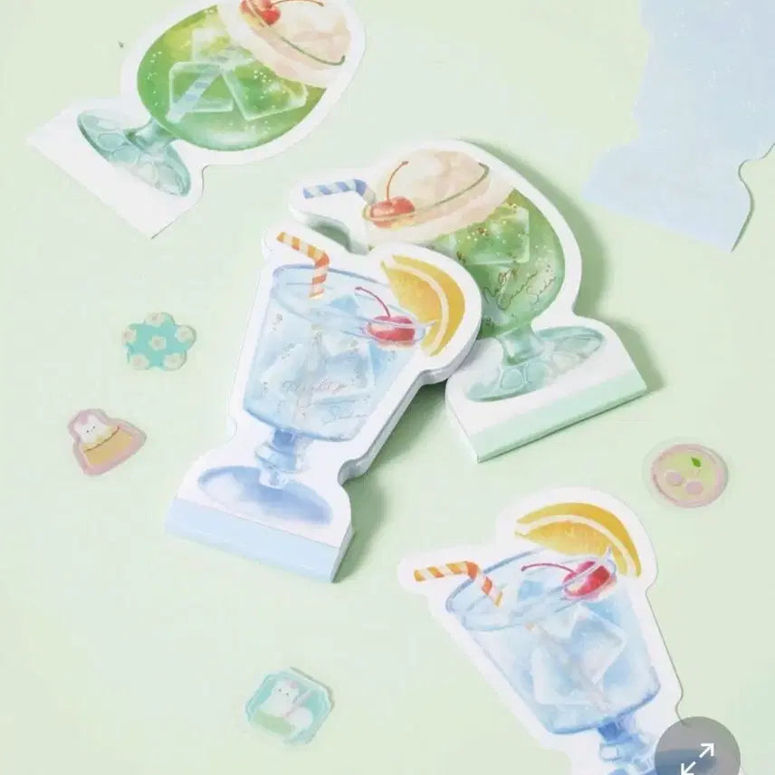 [BUNJANG] Amifa Cream Soda Die-cut Notepads (Set of 2) / 다이소 크림소다 다이컷 떡메모지 아미파 amifa 문구