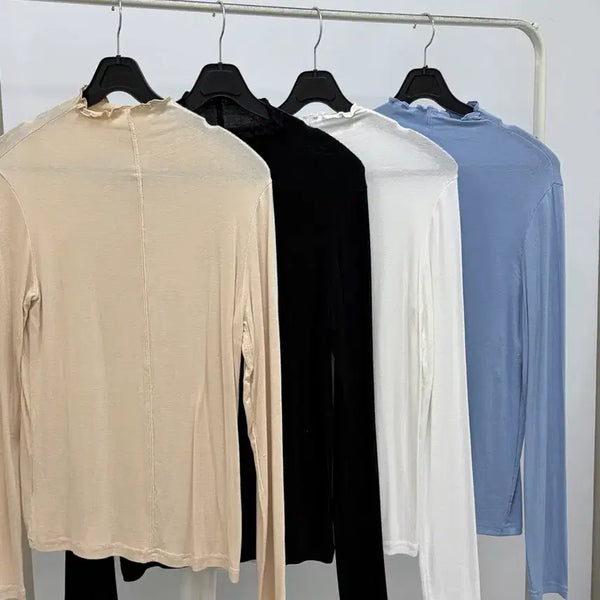[BUNJANG] Set of 4 Ripple Turtleneck T-shirts / (4개세트)물결 목폴라티