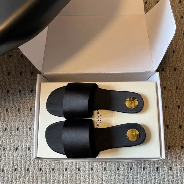 [BUNJANG] Saint Laurent Round Toe Open Toe Slippers Women's Black 250MM / 생로랑 둥근토 쪼리 오픈토 슬리퍼 여성용 블랙 250MM