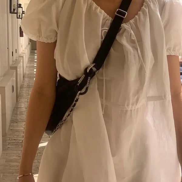 [BUNJANG] Tanatt Puff Sleeve Dress (White) / 타낫 퍼프 슬리브 원피스(화이트_새상품)