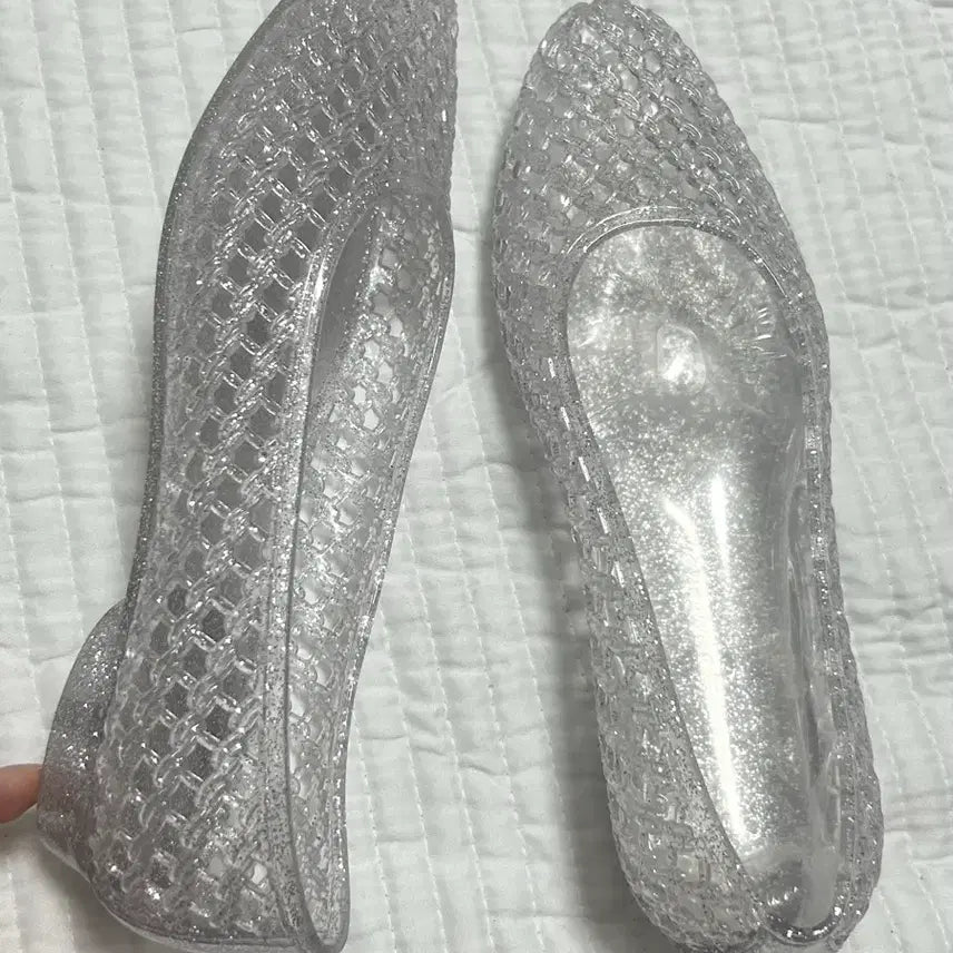 [BUNJANG] Glitter Jelly Shoes / 투명 펄 실버 젤리슈즈 36 (230)