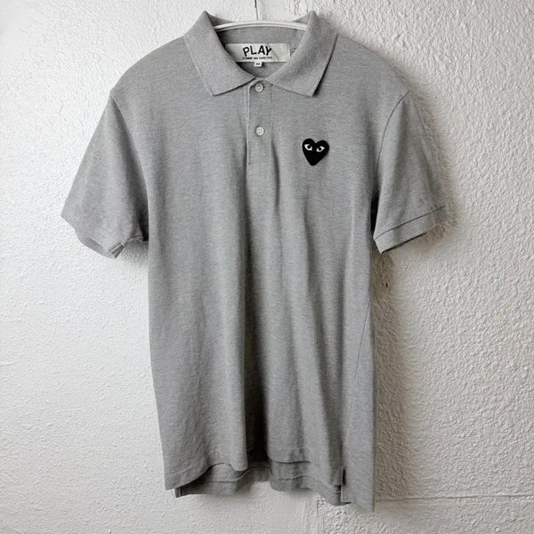 [BUNJANG] Comme des Garçons Blackheart Polo T-Shirt Grey / 꼼데가르송 블랙와펜 폴로 카라 반팔티셔츠 그레이