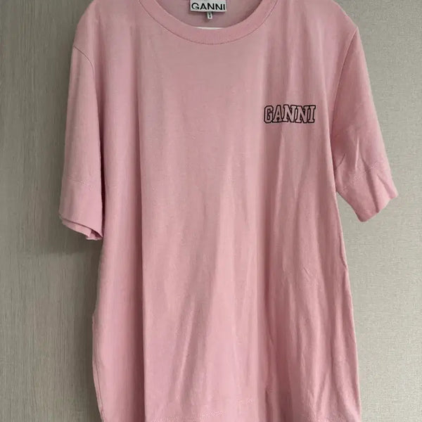 [BUNJANG] Ganni Pink Logo Short Sleeve T-Shirt Size S / 가니 ganni 핑크 반팔티 s사이즈