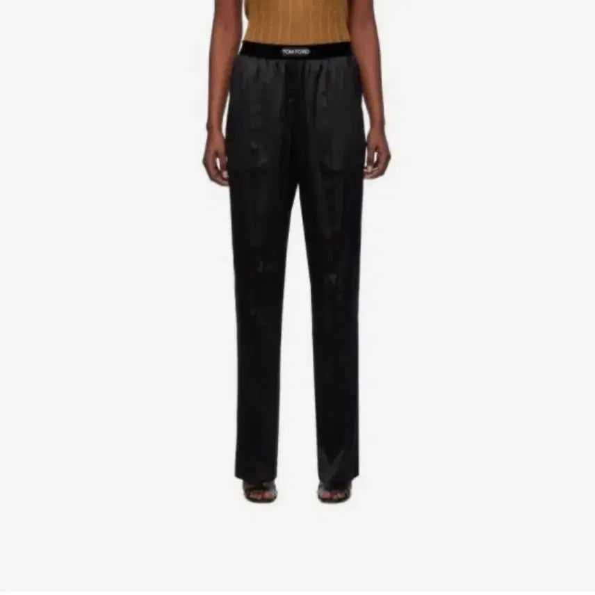 [BUNJANG] Tom Ford Silk Logo Waistband Pants Black / 톰포드 실크 팬츠 블랙 L