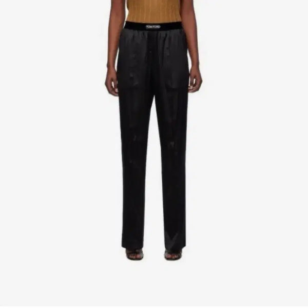 [BUNJANG] Tom Ford Silk Logo Waistband Pants Black / 톰포드 실크 팬츠 블랙 L