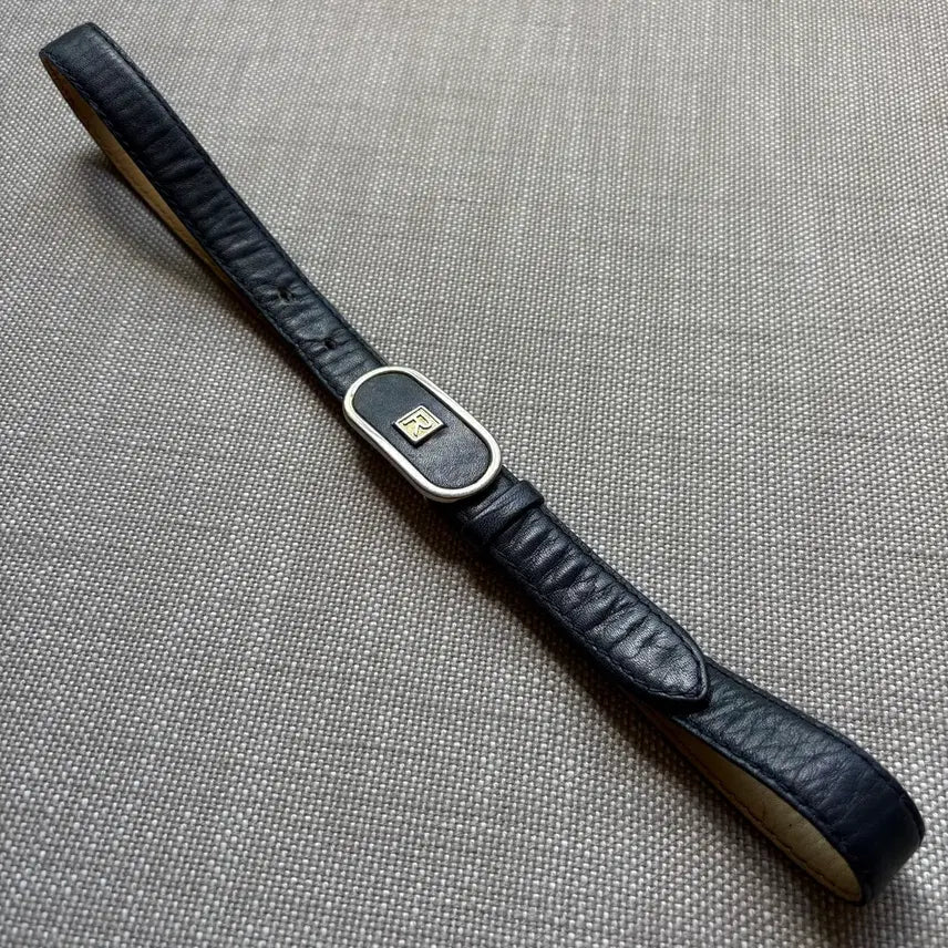[BUNJANG] RODIER 90s French Navy Leather R Buckle Belt / [27] 90s 프랑스 RODIER(로디에) 네이비 레더 R 버클 벨트