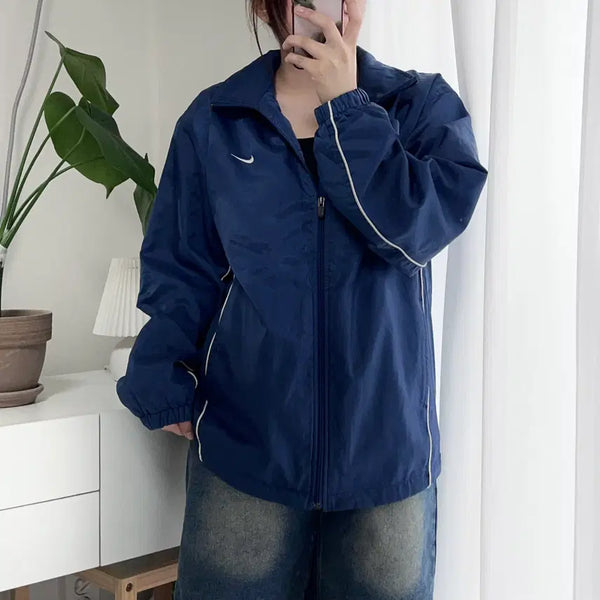[BUNJANG] Nike Navy Striped Windbreaker Jacket / 나이키 네이비 띠줄 바막 [ 150 ]