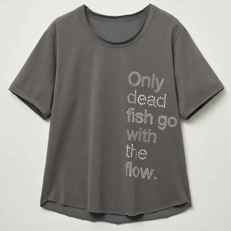 [BUNJANG] Women's Half Sleeve T-Shirt Moon Grey Free Size / 여성 반팔 하프 티셔츠  문그레이 free