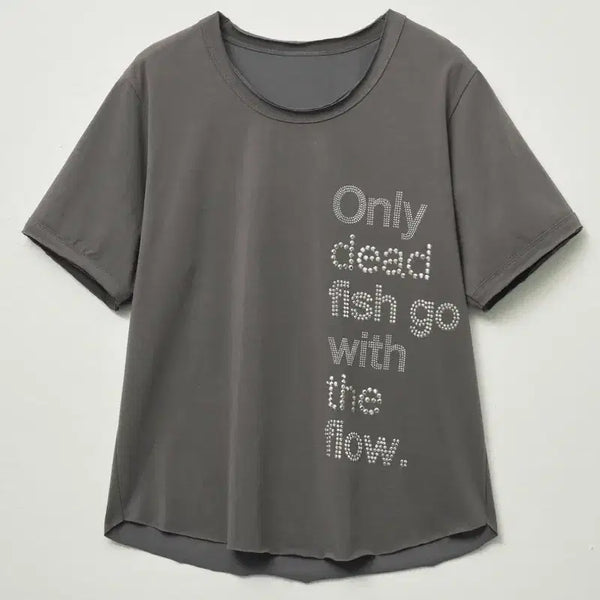 [BUNJANG] Women's Half Sleeve T-Shirt Moon Grey Free Size / 여성 반팔 하프 티셔츠  문그레이 free