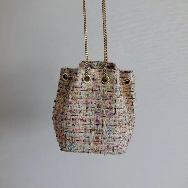[BUNJANG] G-NINE NEW YORK Tweed Mini Two-Way Chain Bucket Bag / (최종) 착샷O 영상O 트위드 미니 투웨이 체인 버킷백