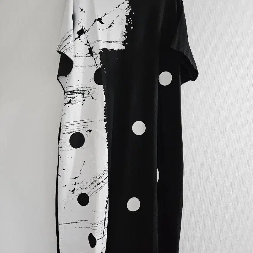 [BUNJANG] Black and White Dot Long Dress (Sizes 77, 88) / 블랙앤화이트 도트 원피스 77.88 최상품