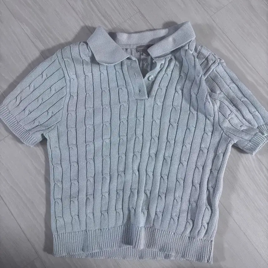 [BUNJANG] SPAO Cable Knit Short Sleeve T-Shirt / 스파오 케이블 니트 반팔